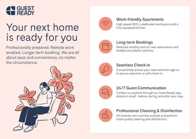 a brochure of a woman sitting in a chair with a plant at GuestReady - Monochromatic Retreat in Liverpool