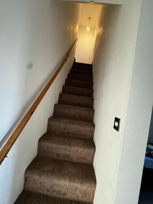a stairway in a building with a stair case at Double bed BW2 Accrington Burnley in Accrington