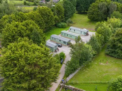 an overhead view of two trailers in a park at Lodge 1 in Carnforth