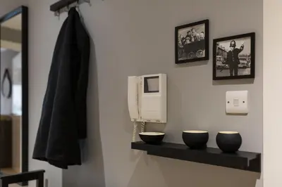 a bathroom with two bowls on a shelf at Centrally located apartment in Duke Street- free parking- two bathrooms in Liverpool