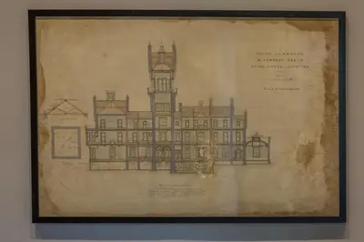 a drawing of a building on top of a wall at The Arthur Suite Stone Cross Mansion in Ulverston